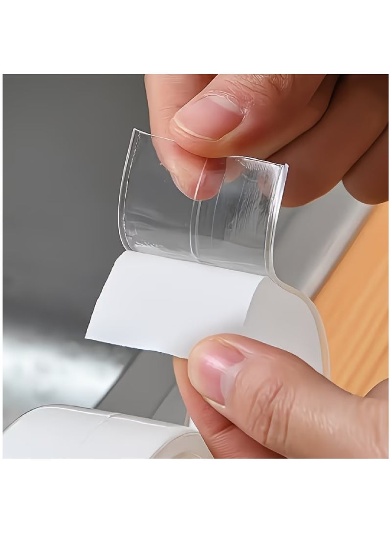 MOBM Transparent Silicone Kitchen and Bathroom Sealing Tape 3CM x 5M Waterproof Gap Strip for Sink Toilet and Corner Protection Pack Of 2 - Image 3