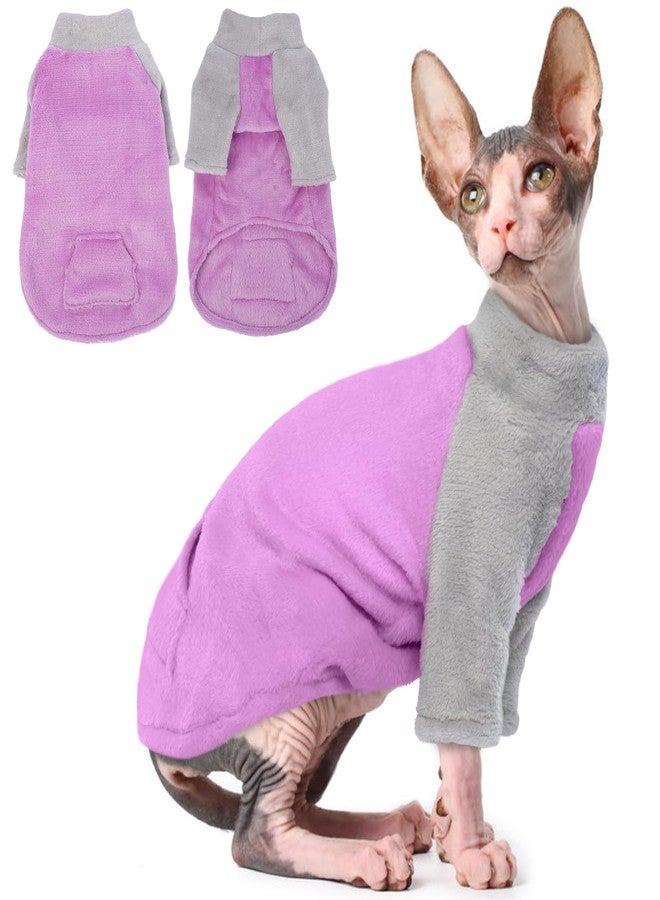 T'CHAQUE Sphynx Cat Clothes, Soft Fleece Winter Sweaters for Hairless Cats, Warm Pajama Jumpsuit with Sleeves and Hoodie, Cozy Pullover Outfit for Kittens - Image 1