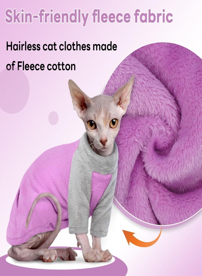 T'CHAQUE Sphynx Cat Clothes, Soft Fleece Winter Sweaters for Hairless Cats, Warm Pajama Jumpsuit with Sleeves and Hoodie, Cozy Pullover Outfit for Kittens - Image 4