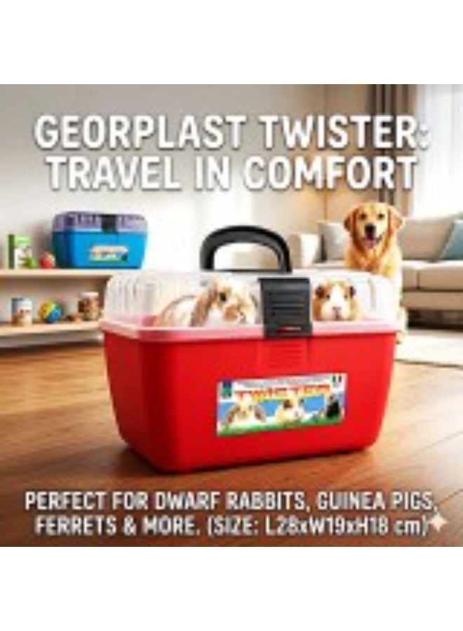 Geoplast Georplast Twister Small Pet Transport Box – Ventilated Carrier for Hamsters, Guinea Pigs, Rabbits & Ferrets, Secure Lock Handle, Durable Pet Cage, 28×19×18 cm - Image 3