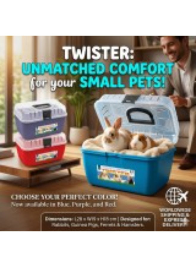 Geoplast Georplast Twister Small Pet Transport Box – Ventilated Carrier for Hamsters, Guinea Pigs, Rabbits & Ferrets, Secure Lock Handle, Durable Pet Cage, 28×19×18 cm - Image 2