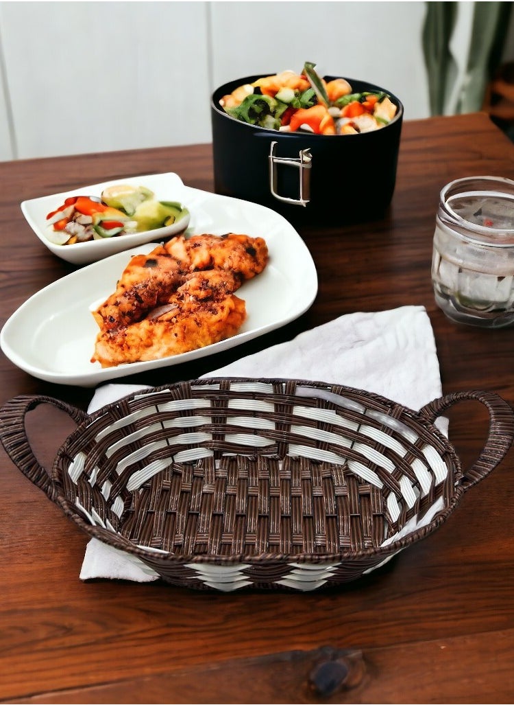 Plastic Hamper Basket Oval Shape with Handles Durable for Storage Organization Multicolor 7x30x24cm