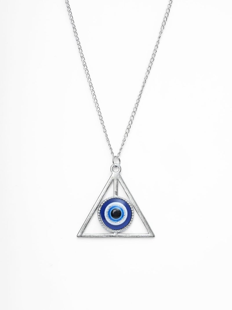 STYOLLO Oxidised Silver Metal Evil Eye Protector Necklace Pendant Set For Women & Girls Stylish | Women's Necklaces Silver Fashion Jewellery Sets | Fancy Girls' Chains & Necklace- Set of 1 - Image 2