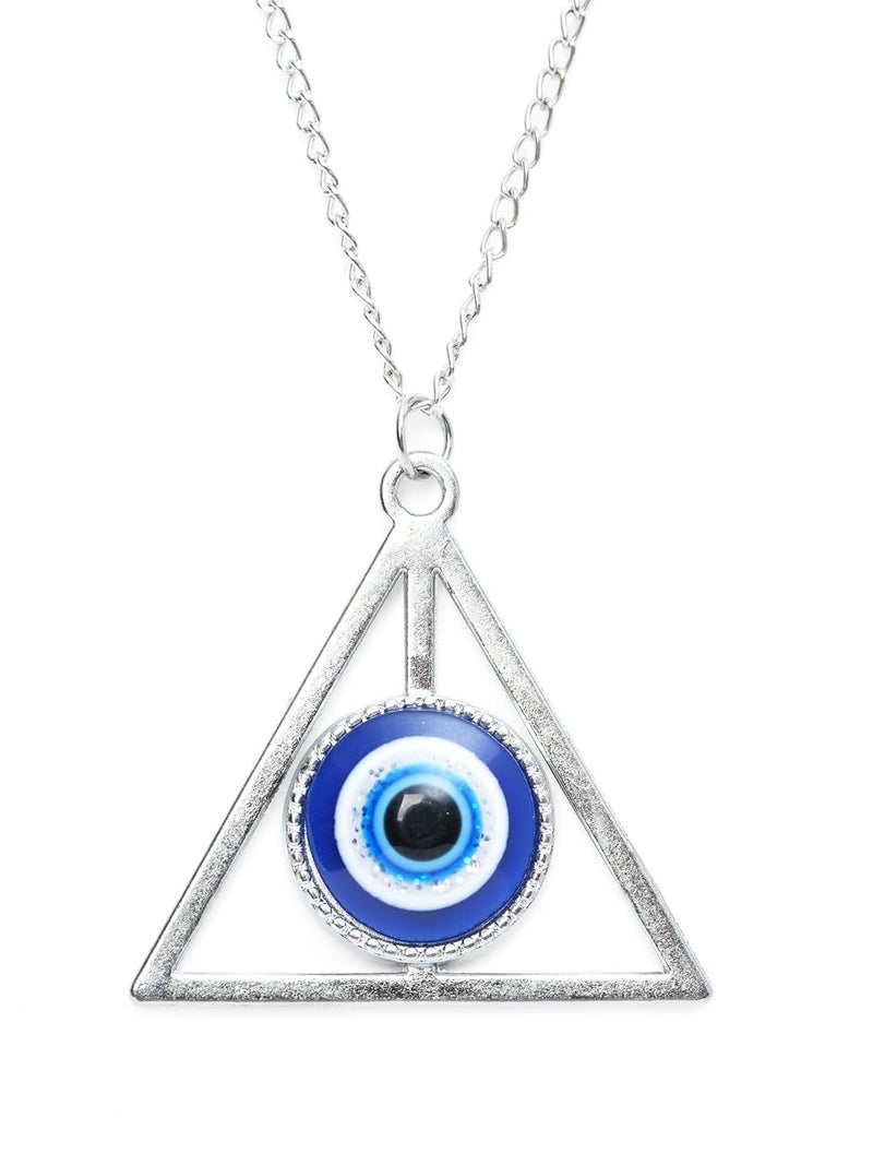STYOLLO Oxidised Silver Metal Evil Eye Protector Necklace Pendant Set For Women & Girls Stylish | Women's Necklaces Silver Fashion Jewellery Sets | Fancy Girls' Chains & Necklace- Set of 1 - Image 1