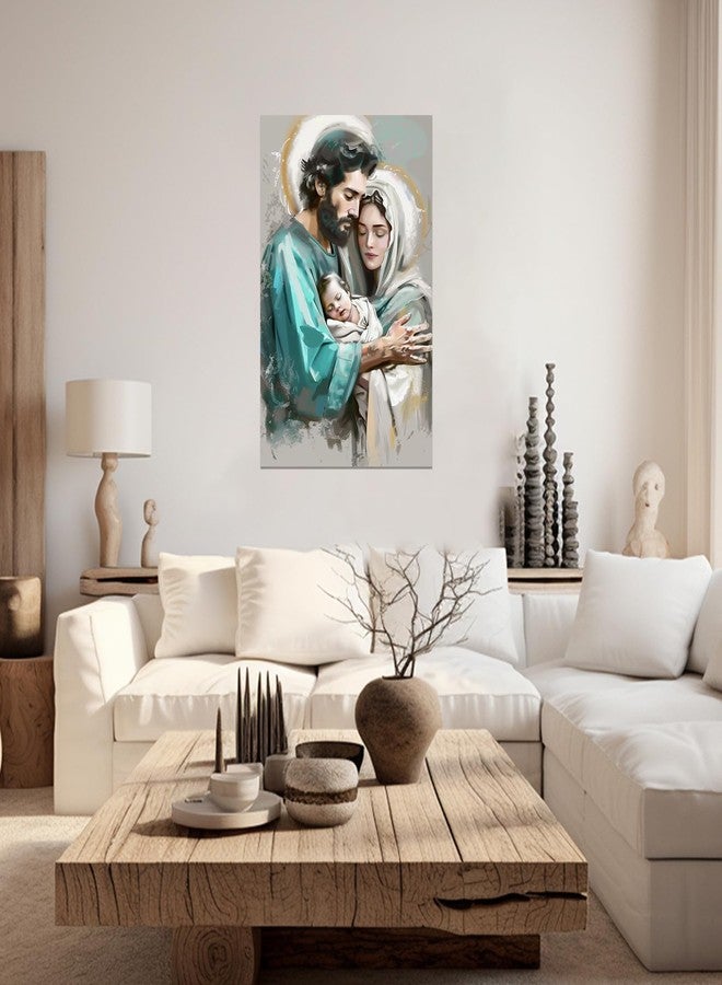 CCWACPP Jesus Canvas Wall Art Family Jesus Virgin Mary Joseph Painting Holy Family Picture Catholic Art Prints Nativity Christian Decor for Church Prayer Room (B, (12.00" x 18.00")) - Image 2