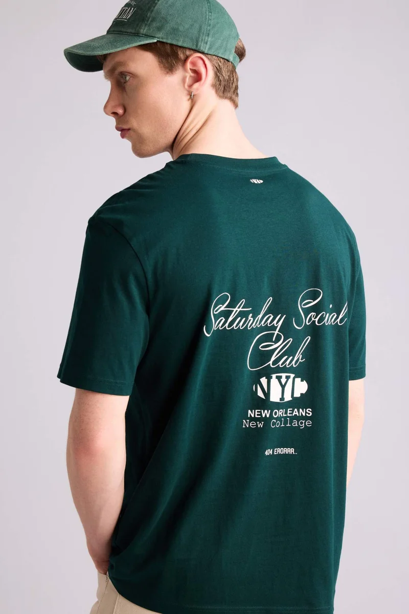 ديفاكتو Regular Fit Printed 100% Cotton Short Sleeve T-Shirt