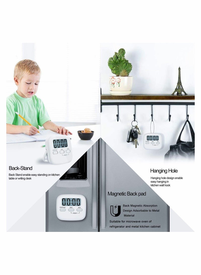 Kitchen Timer, Digital Timer Egg Timer for Countup and Countdown, Big Digits Loud Alarm Magnetic Backing Clock Stopwatch Timer for Cooking Baking Shower Office Teaching - Image 5