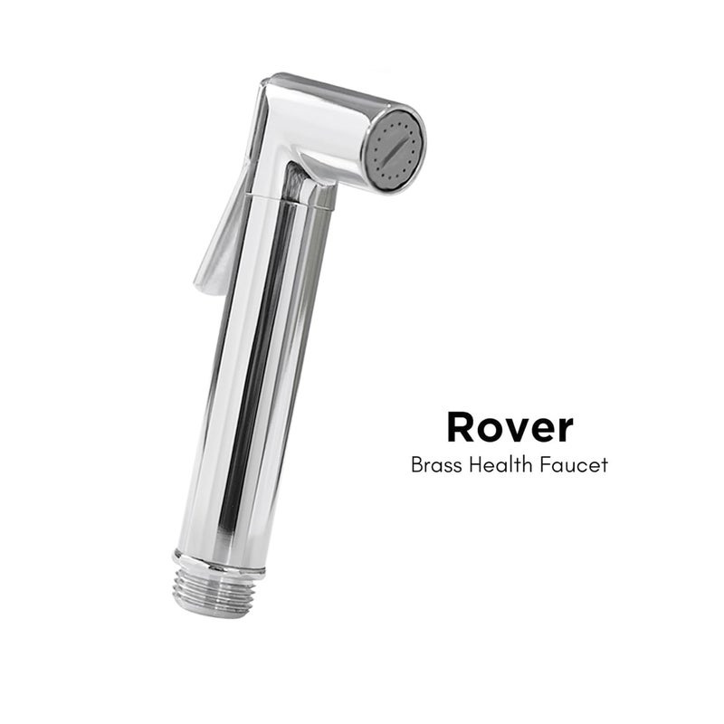 HOMEMATES Brass Handheld Bidet High Pressure Health Faucet Rover Jet Spray Shower for Bathroom/Western Toilet with Ultra Flexible Gold Finish (Single Health Faucet, Silver Rover) - Image 2