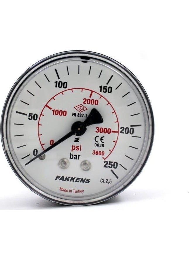 KAMPA Pakkens 0-250 Bar 63 Mm Back Mounted Dry Manometer G 1/4 Inch  - Image 1