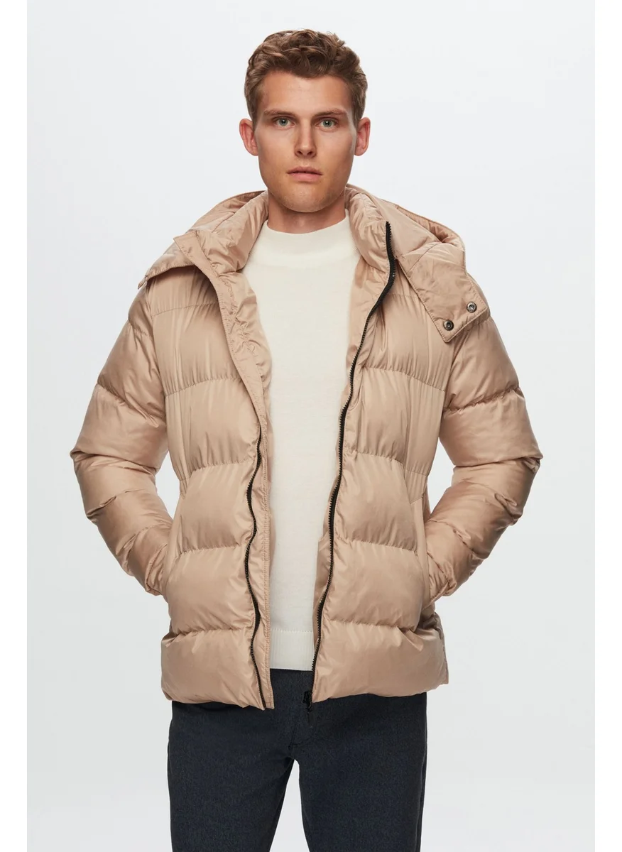 دي أس دامات Regular Fit Mink Windproof Dense Fiber Filled Warm Removable Hooded Coat K 1HF07ORT09020