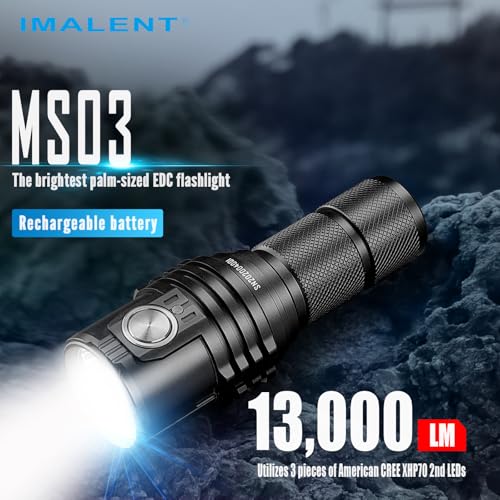 IMALENT MS03 Rechargeable EDC Flashlight Compact 13000 Lumens LED Flashlight with USBC Charging High Output Pocket Flashlight for Outdoor Camping Emergency and Everyday Carry Warm Light - Image 3