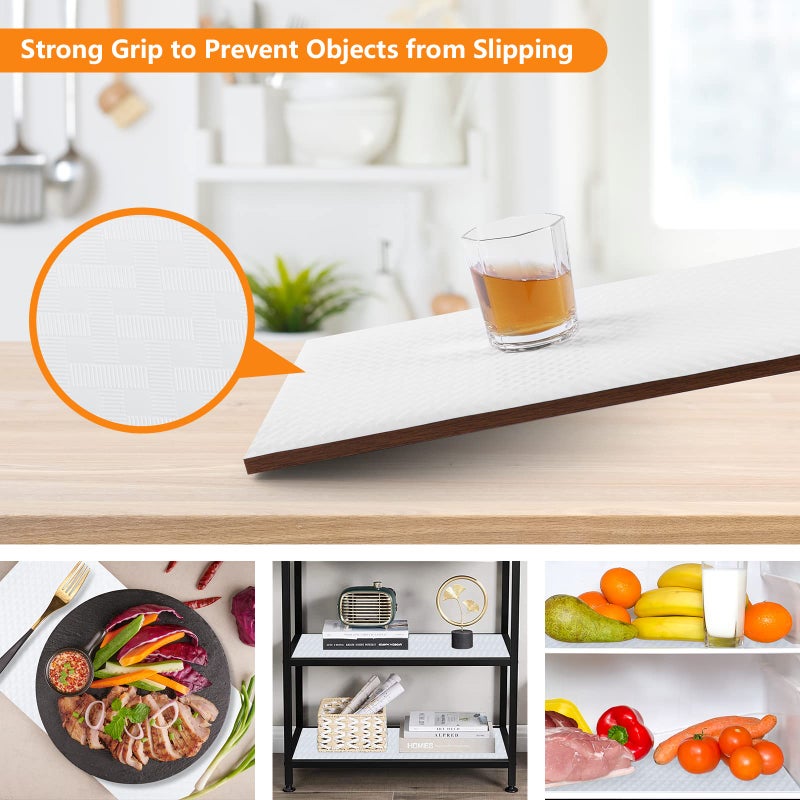 StaHom Shelf Liners for Kitchen Cabinets Refrigerator Liners Waterproof & Oil-Proof Kitchen Cupboard Liner Non-Slip Drawer Mats EVA Non Adhesive Fridge Liner for Shelves-White 11.8 x 59 Inches - Image 5