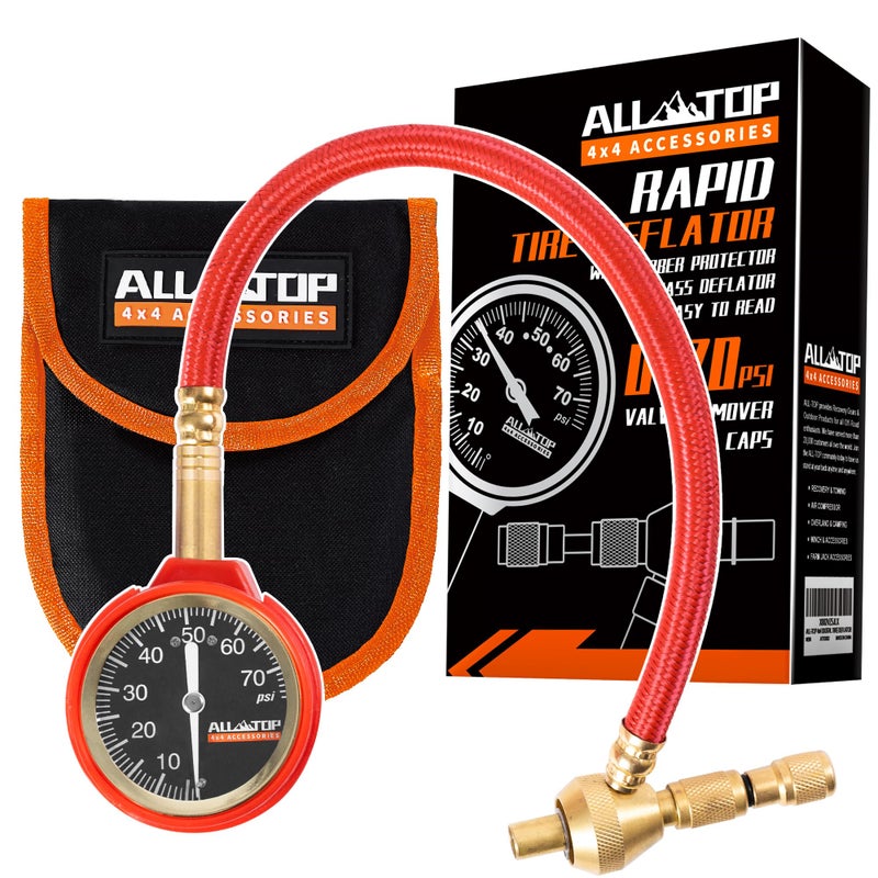 ALLTOP 4x4 Rapid Tire Deflator Kit 070PSI Tire Pressure GaugeAir Down Masterfor Offroad Tire of Jeep Truck ATV