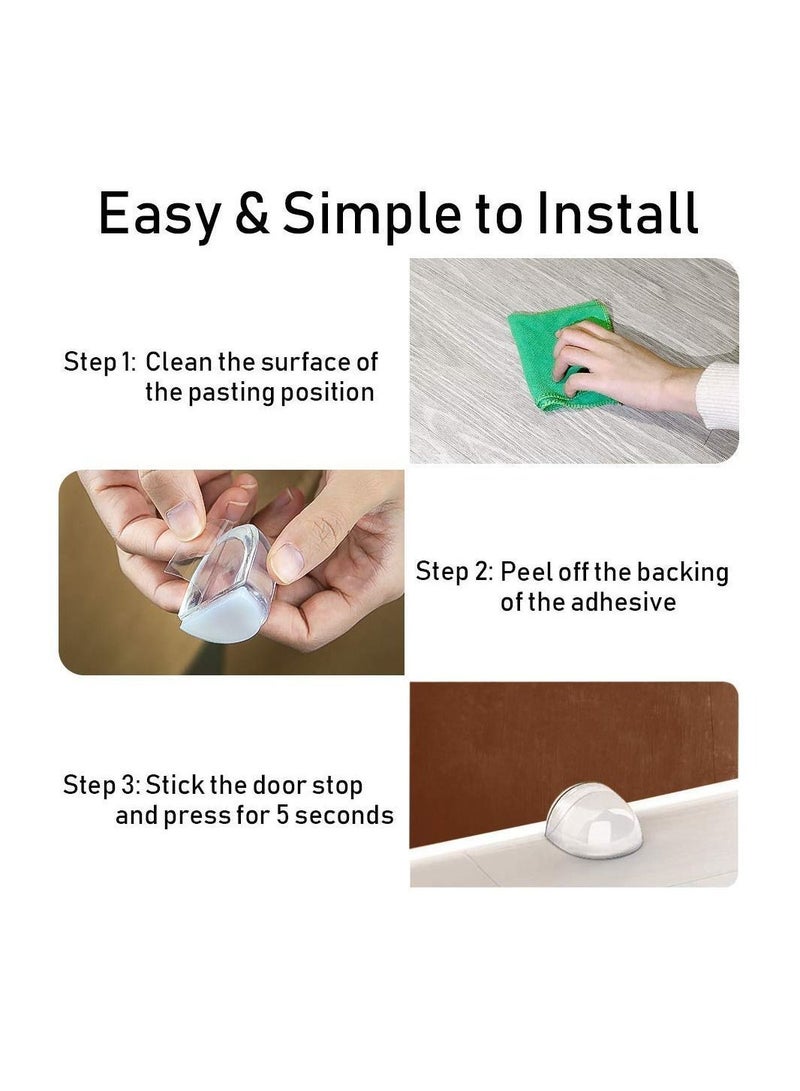 Y&D Doorstop, Wall Protection Self-Adhesive Door Stopper for Buffer Floor Stop Shock Absorbent Bumper The Home and Office Protector - Clear 4pcs  - Image 4