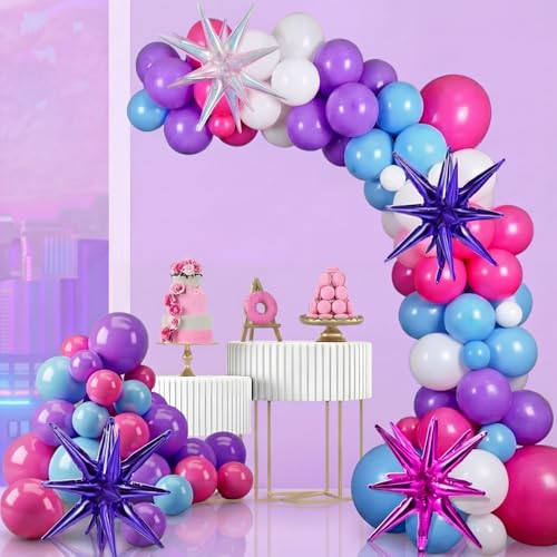 Blosssound 108 Pcs Kpop Theme Purple Pink Balloon Kit Different Sizes 18 12 10 5 Inch Kpop Theme Garland Arch Latex Balloons for Birthday Party Music Fans Princess Photo Backdrop Decor - Image 1