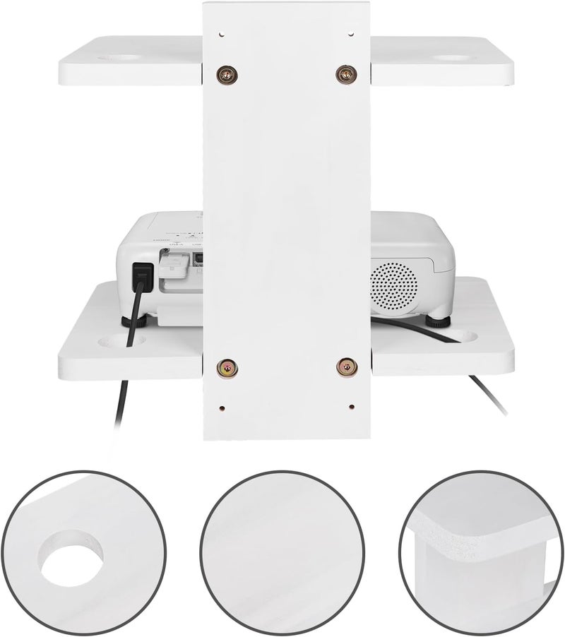 BEARUT Small Mini Projector ShelfProjector Wall Mount Floating ShelfRouter ShelfModem Cable Box ShelfProjector Rack HolderProjector Mount by Solid Wood White2 - Image 5