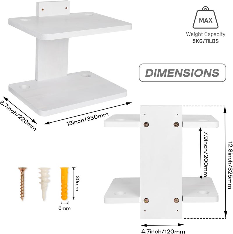 BEARUT Small Mini Projector ShelfProjector Wall Mount Floating ShelfRouter ShelfModem Cable Box ShelfProjector Rack HolderProjector Mount by Solid Wood White2 - Image 3