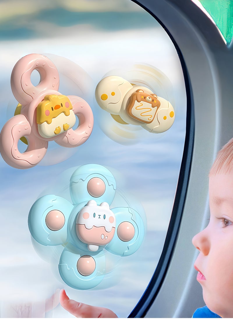 Zenymee 3-Pack Sweet Donut Suction Spinner Toy for Baby, Calming Fun for Toddlers 6-36 Months, BPA-Free - Image 2