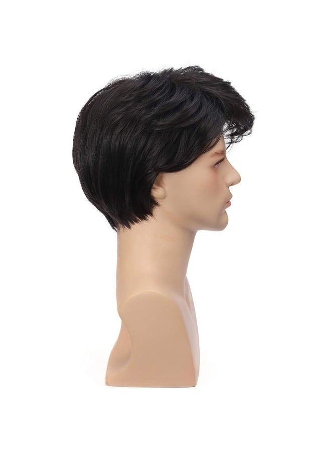 Wiwige Mens Black Wig Short Layered Synthetic Hair Wigs Heat Resistant Cosplay Halloween Party for Male - Image 5