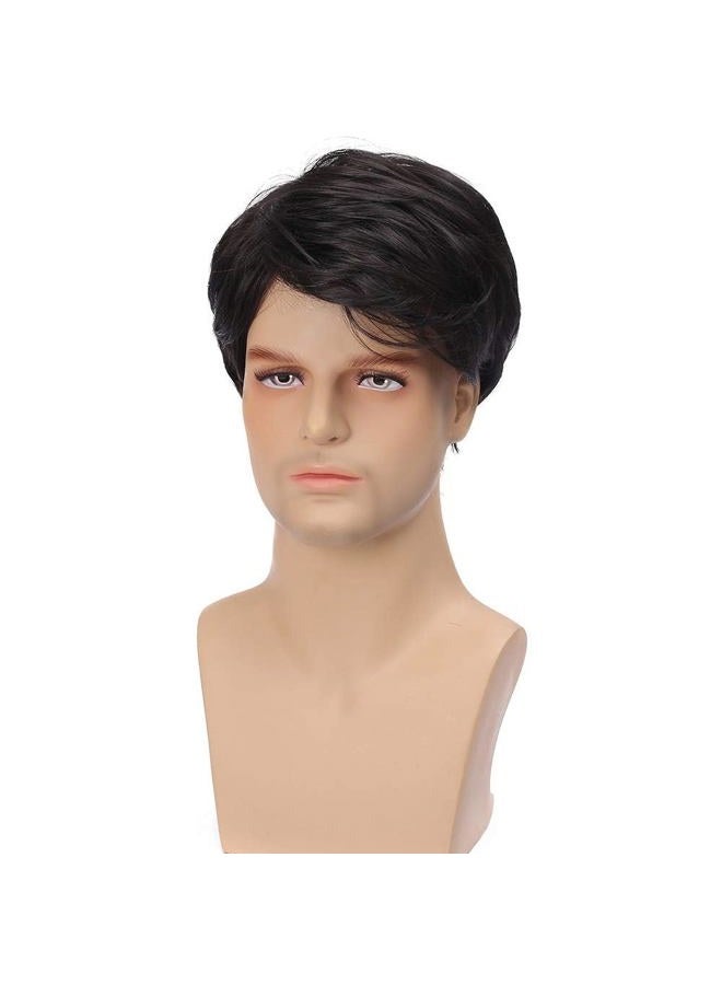 Wiwige Mens Black Wig Short Layered Synthetic Hair Wigs Heat Resistant Cosplay Halloween Party for Male - Image 4