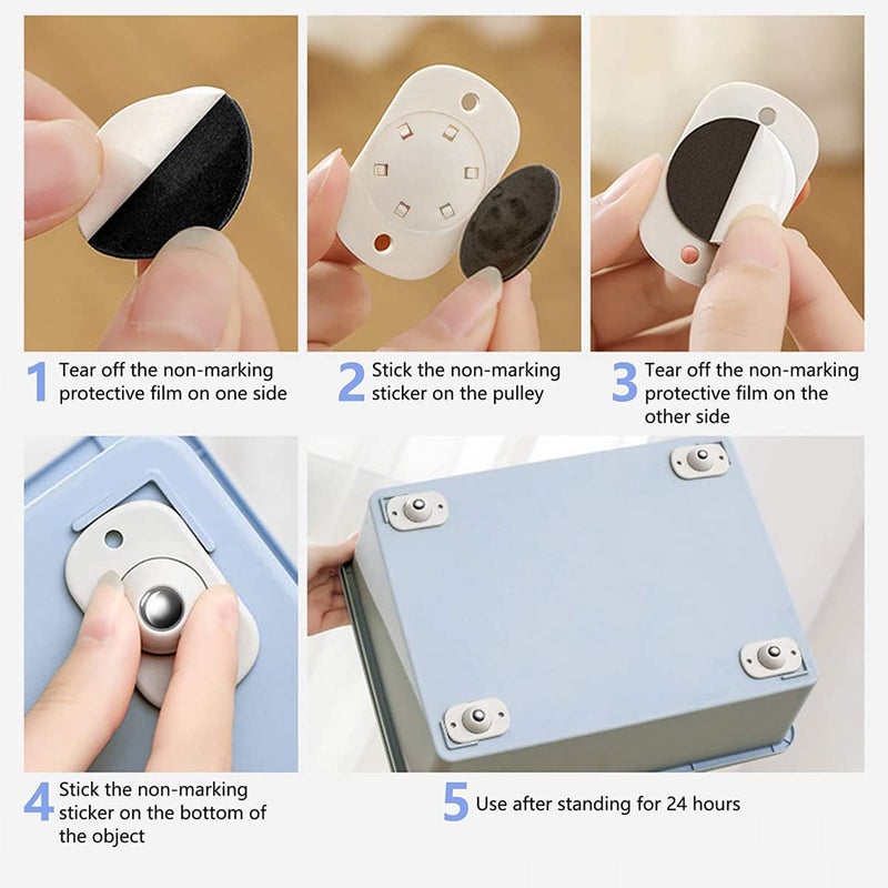 MYTHOS Self Adhesive Caster Wheels Set of 8 Appliance Rollers Appliance Sliders for Kitchen Appliances 360 Swivel Universal Wheel Mini Small Kitchen - Image 5
