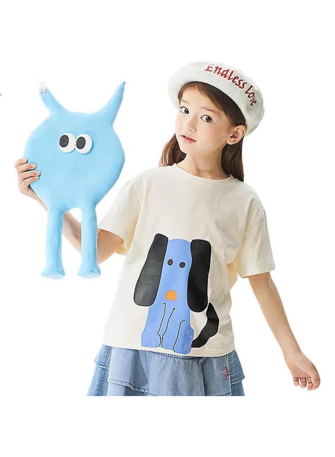 Mqd Children'S Clothing, Boys' Cartoon Short-Sleeve T-Shirt, Round Neck Pullover For Boys And Girls, Off-White, Size 130 - Image 3