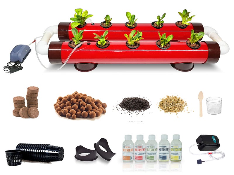 Pindfresh Hydroponics Kit for home - PindPipe Duo - 10 Plants, Good for Leafy Greens - Beginners hydroponic System - Reusable - for Indoor/Outdoor hydroponics - Seeds Included (red) - Image 5