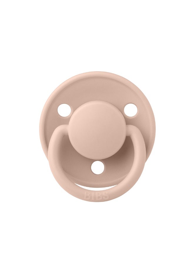 BIBS BIBS Pacifier De Lux | Round Nipple Baby Pacifier | BPA Free Natural Rubber Latex Soother | Made in Denmark | Size 1 (0-6 months) Blush - Flow Pack  - Image 1