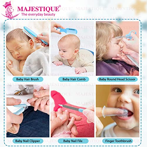 Majestique Portable Baby Care Kit- Nursery Healthcare & Grooming Set for New Born Babies Grooming Set and Toddlers - Perfect for Manicure Bath Accessories (11Pcs_Pro_Blue) - Image 4
