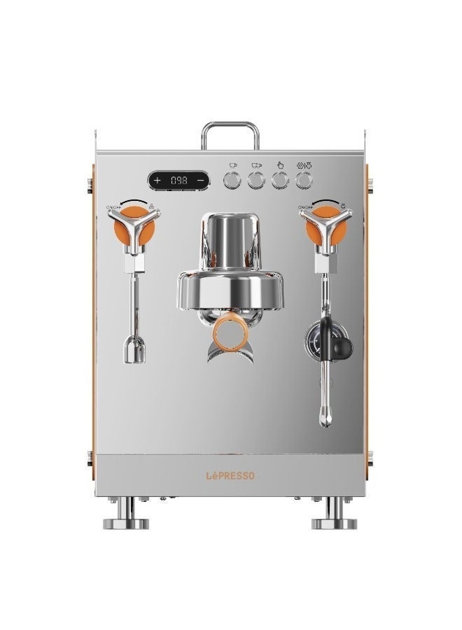 LePRESSO Commercial-Home Coffee Machine with 15Bar Italian Pump / Thermo Block Dual Boiler Espresso Machine with Hot Water and Steam Wand / 6 Brewing Option and 3 Steam & Hot Water Levels / Automatic Pressure Relief Cappuccino Maler for Home/Office/Cafe - Silver - Image 1