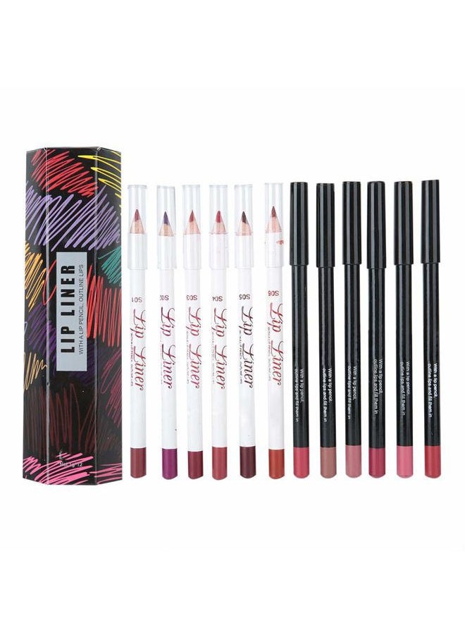 ZJchao - Lip Liners Set, Matte Lipstick Set 12 Color Lipstick Long-lasting Matte Lip Makeup Soft Pencils Lipstick Cosmetic Beauty Easy to Color Lips Liner Kit for Women - Image 1