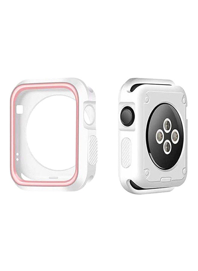 NIBEMINENT Protective Case Cover For Apple Watch Series 3 38mm White/Pink - Image 2