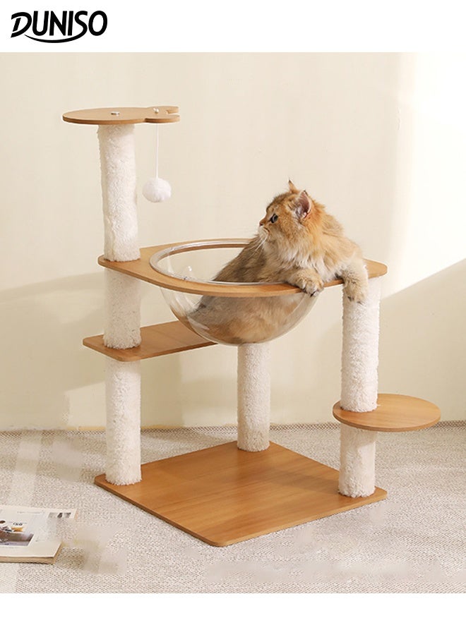 DUNISO إطار تسلق الحيوانات الأليفة متعدد الوظائف برج لعب القطط مع لوحة خدش القطط كبسولة الفضاء منصة متعددة المستويات شجرة القطط عمود سيزال إطار تسلق القطط الكبير عش القطط عمود خدش القطط الفاخر شجرة القطط - Image 1