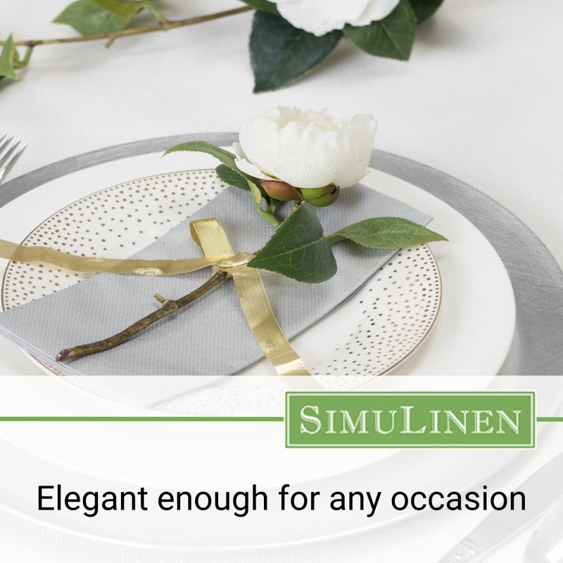 Simulinen SimuLinen Silver Linen Feel Disposable Dinner Napkins - Cloth-Like Kosher Napkins for Celebrations  Weddings  and Showers  16""x16""  Box of 50  - Image 4