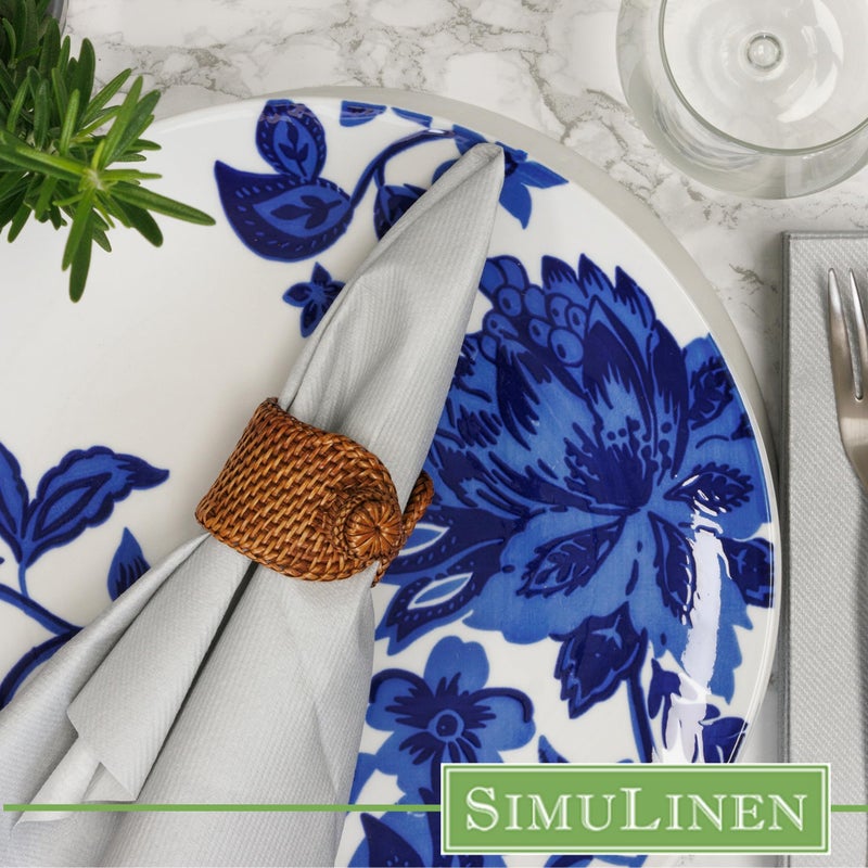 Simulinen SimuLinen Silver Linen Feel Disposable Dinner Napkins - Cloth-Like Kosher Napkins for Celebrations  Weddings  and Showers  16""x16""  Box of 50  - Image 2