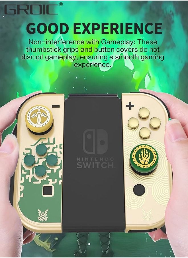 GROIC - Two Pairs of Switch Button Caps for The Legend ZLD, Cute Joystick fit N-Switch/Switch OLED/Switch Lite, 4PCS Soft Silicone Joycon Thumb Grip - Image 1
