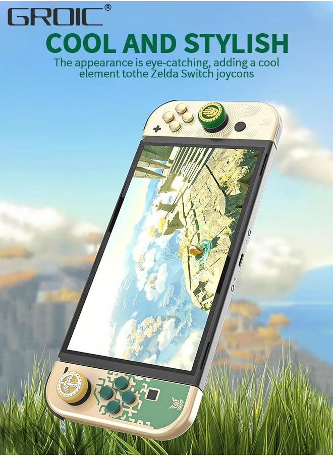 GROIC - Two Pairs of Switch Button Caps for The Legend ZLD, Cute Joystick fit N-Switch/Switch OLED/Switch Lite, 4PCS Soft Silicone Joycon Thumb Grip - Image 1