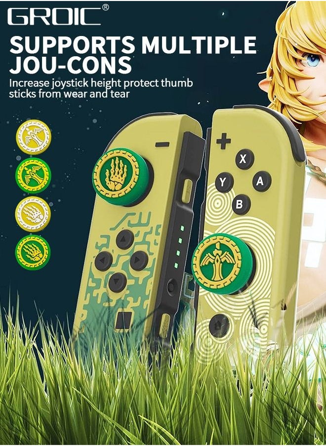 GROIC - Two Pairs of Switch Button Caps for The Legend ZLD, Cute Joystick fit N-Switch/Switch OLED/Switch Lite, 4PCS Soft Silicone Joycon Thumb Grip - Image 1