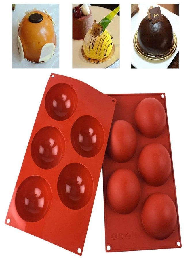 Glamaxy Extra Large Cup Silicone Half Round Baking Mould | Cake Baking Mould | Chocolate Ice Cream Mould (6 Cup Half Circle Mould) (5 Cup Moulds) - Image 2