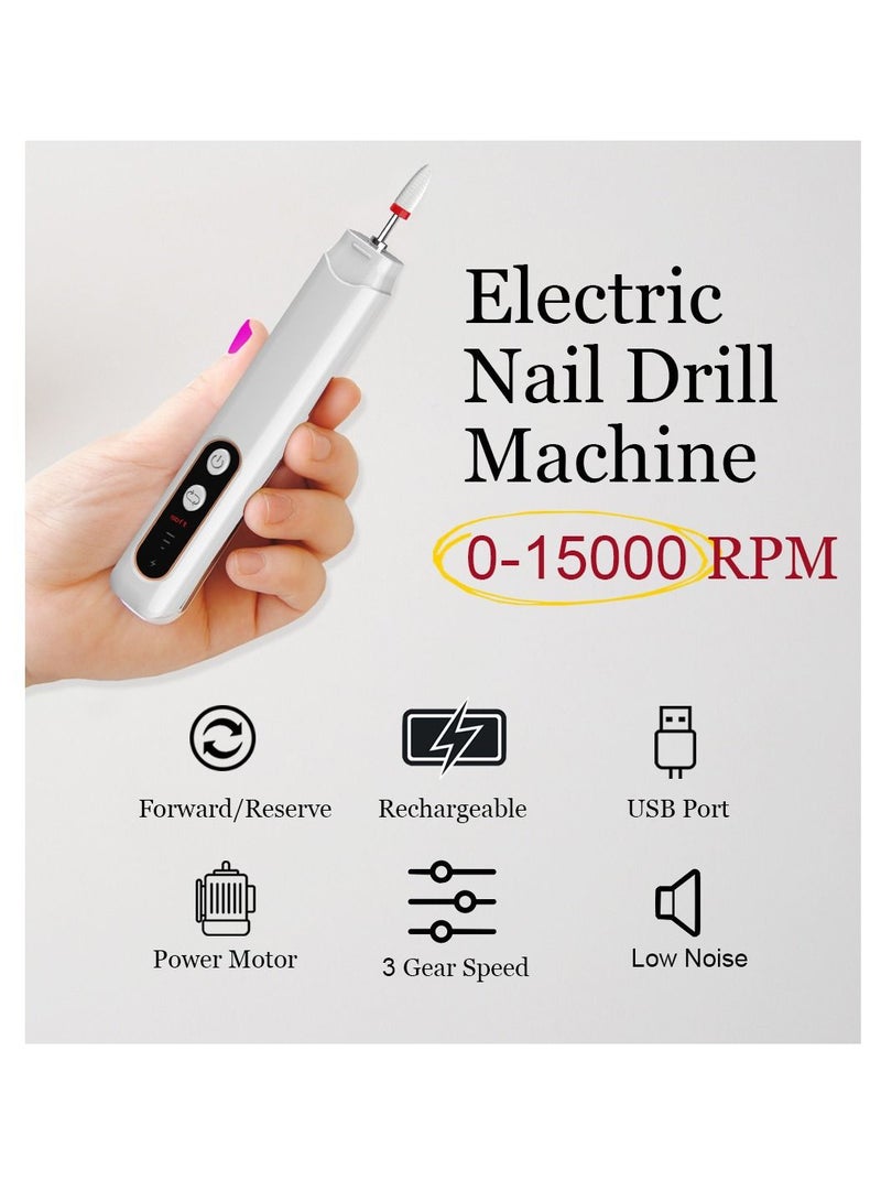 نيبمينينت Professional Electric Nail Drill Compact Portable Tools for Home Salon Use White - Image 2