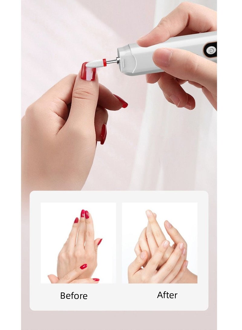 نيبمينينت Professional Electric Nail Drill Compact Portable Tools for Home Salon Use White - Image 4