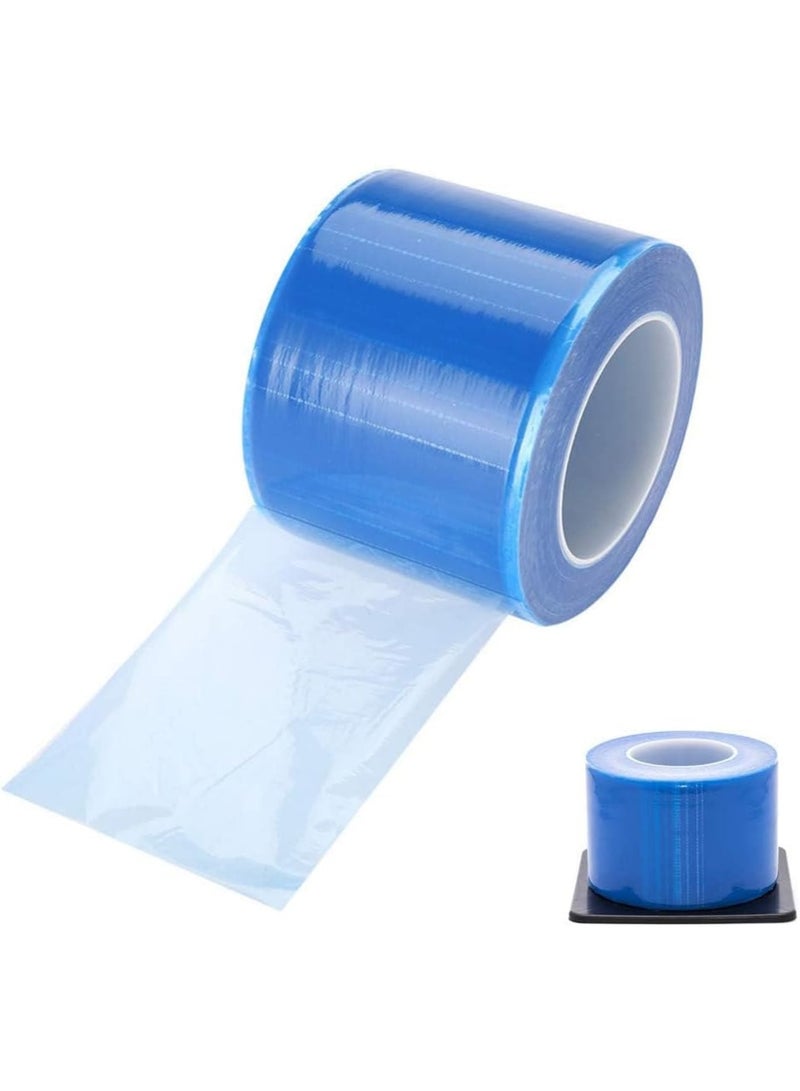 Zikra Blue Barrier Film Roll, 1200 Sheets 4"x6" Disposable Barrier Tape with Dispenser Box, Protective PE Film Barrier Tape for Dental, Clinic, Beauty Salon, Device protection - Image 1