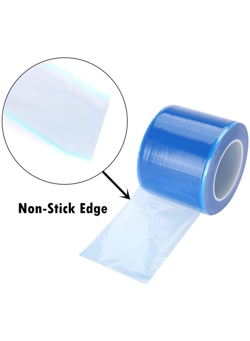 Zikra Blue Barrier Film Roll, 1200 Sheets 4"x6" Disposable Barrier Tape with Dispenser Box, Protective PE Film Barrier Tape for Dental, Clinic, Beauty Salon, Device protection - Image 2