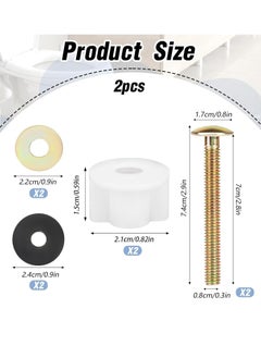 Generic 2 Pcs Universal Toilet Seat Screws Heavy Duty Toilet Seat Hinge Bolt and Screw Set, Metal and Rubber Washers with White Plastic Nuts for Top Mount Toilet Seat Hinges Replacement Parts  - Image 4