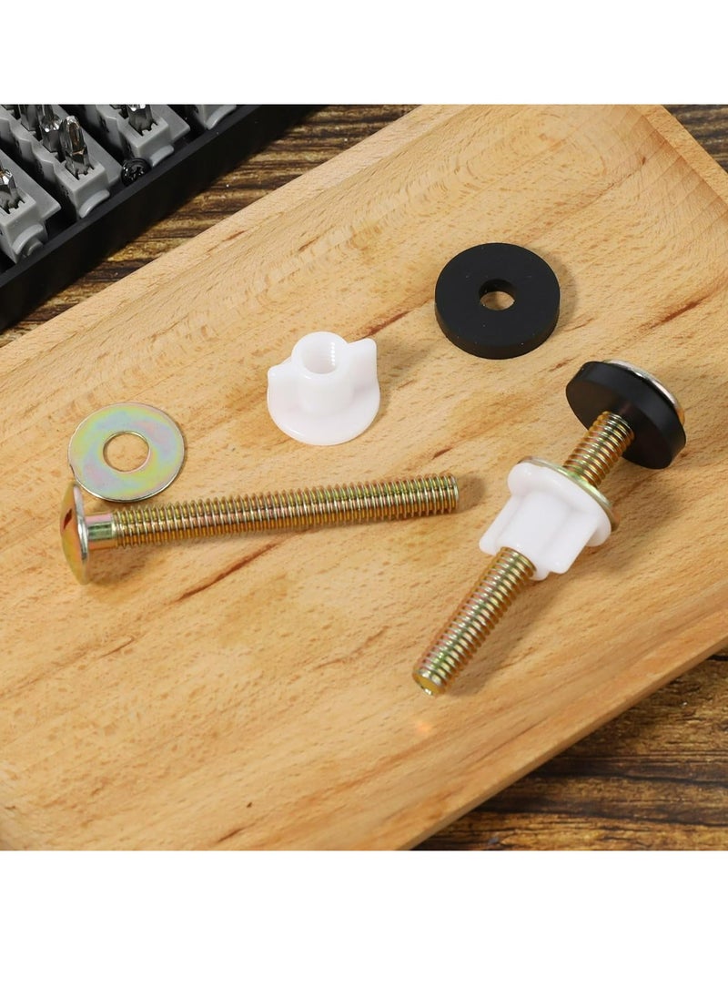 Generic - 2 Pcs Universal Toilet Seat Screws Heavy Duty Toilet Seat Hinge Bolt and Screw Set, Metal and Rubber Washers with White Plastic Nuts for Top Mount Toilet Seat Hinges Replacement Parts - Image 1