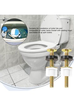 2 Pcs Universal Toilet Seat Screws Heavy Duty Toilet Seat Hinge Bolt and Screw Set, Metal and Rubber Washers with White Plastic Nuts for Top Mount Toilet Seat Hinges Replacement Parts