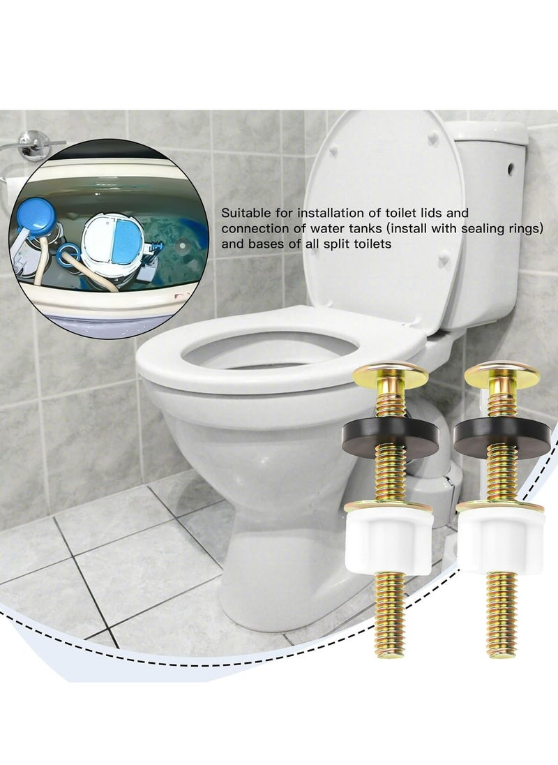 Generic - 2 Pcs Universal Toilet Seat Screws Heavy Duty Toilet Seat Hinge Bolt and Screw Set, Metal and Rubber Washers with White Plastic Nuts for Top Mount Toilet Seat Hinges Replacement Parts - Image 1