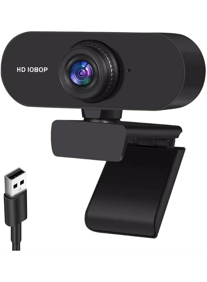 كاميرا ويب HD بدقة 1080p مع ميكروفون، ضبط تلقائي للصورة وتقليل الضوضاء، كاميرا USB للتوصيل والتشغيل للابتوب والكمبيوتر ومكالمات الفيديو والاجتماعات - Image 1