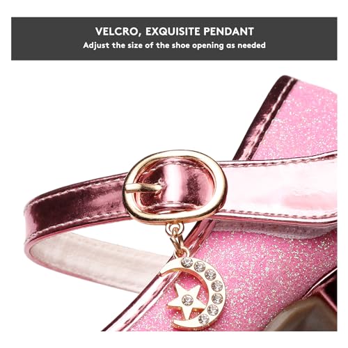TANDEFLY Girls Dress Shoes Mary Jane Party Wedding Heel Glitter Bow Princess Flower Shoes for Kid Toddler - Image 3