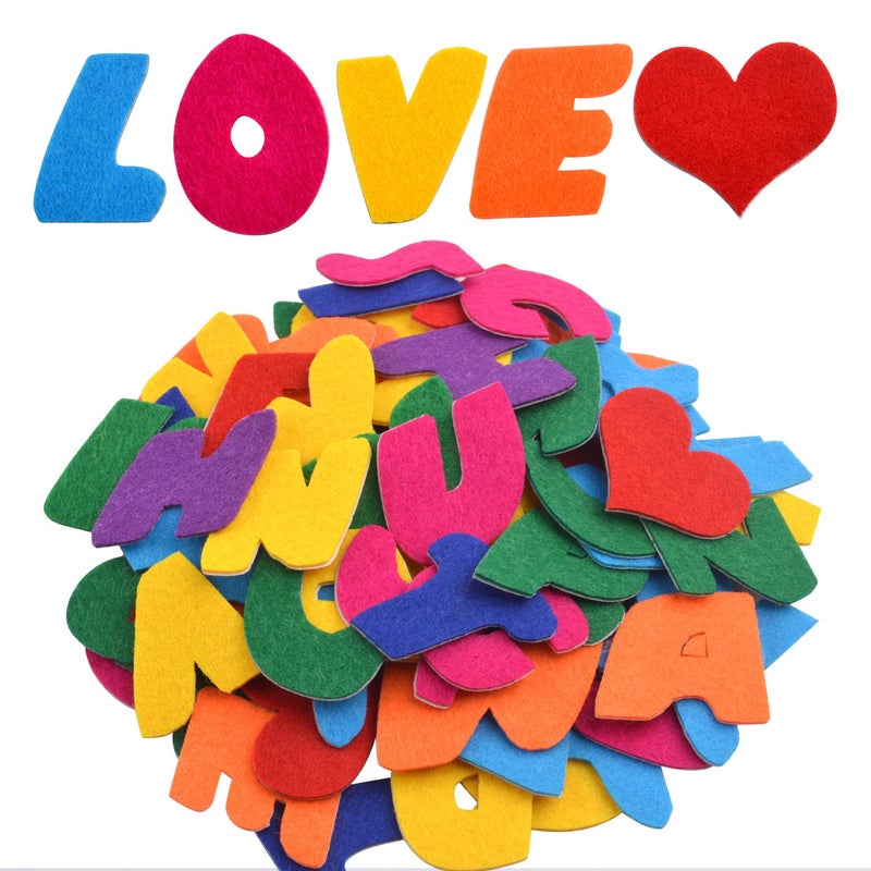 Aylifu Felt Letter Stickers 104 Pcs Assorted Colors SelfAdhesive Letters AZ with 4pcs Heart Stickers for Arts Crafts